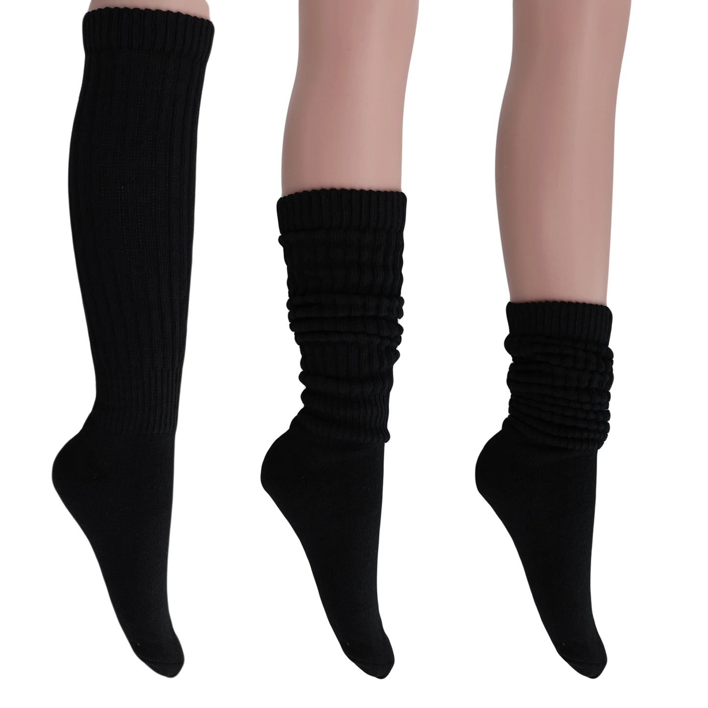 Slouchy Scrunch Cotton Slouch Socks for Women 80s Style 3 Pairs Shoe Size 5 to 10