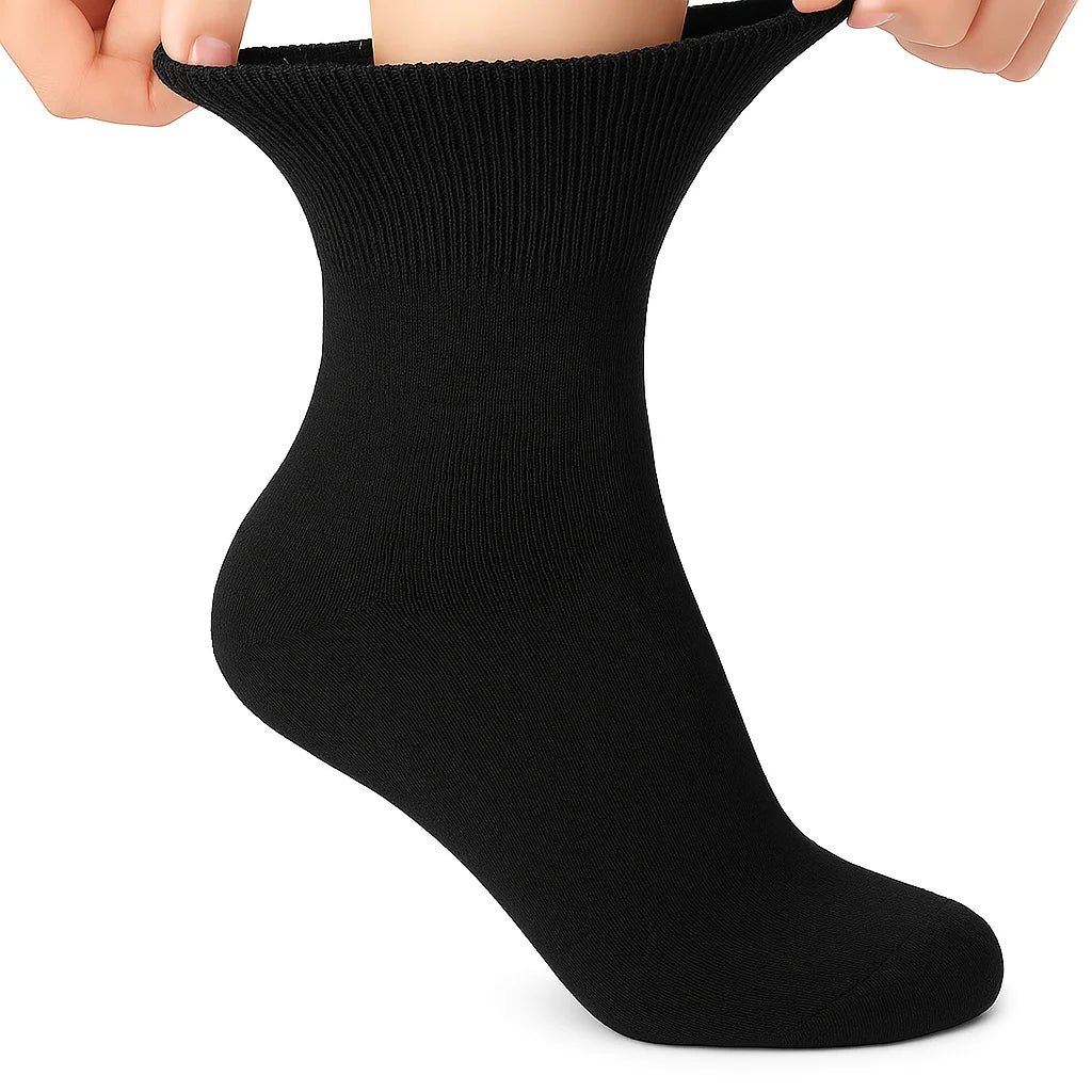 Women’s Diabetic Ankle Socks 3 Pairs Soft Cotton, Non-Binding Top, Seamless Toe, Promotes Circulation, Shoe Size 9-11