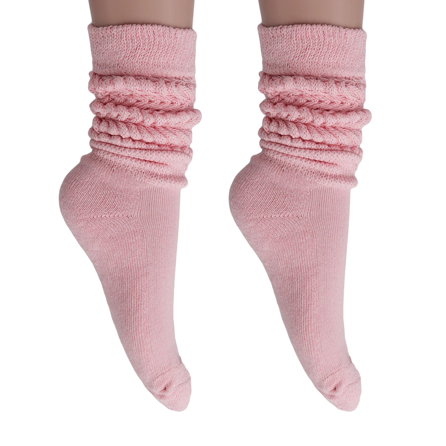 Women's Extra Long Slouch Scrunch Socks Knee High, Cotton Blend, Pack of 2, Fits Shoe Sizes 5-10