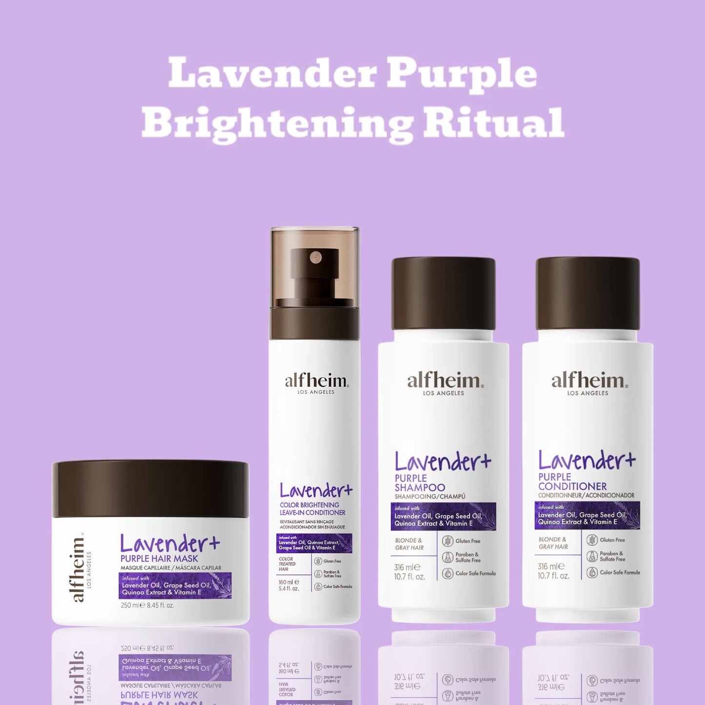 Lavender+ Purple Shampoo, Conditioner, Hair Mask & Leave-In Spray Set