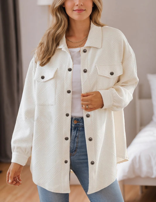 Women's Jacket with Pockets Casual Fall East Season Long Sleeve Flannel Shirt Button Collar Coat