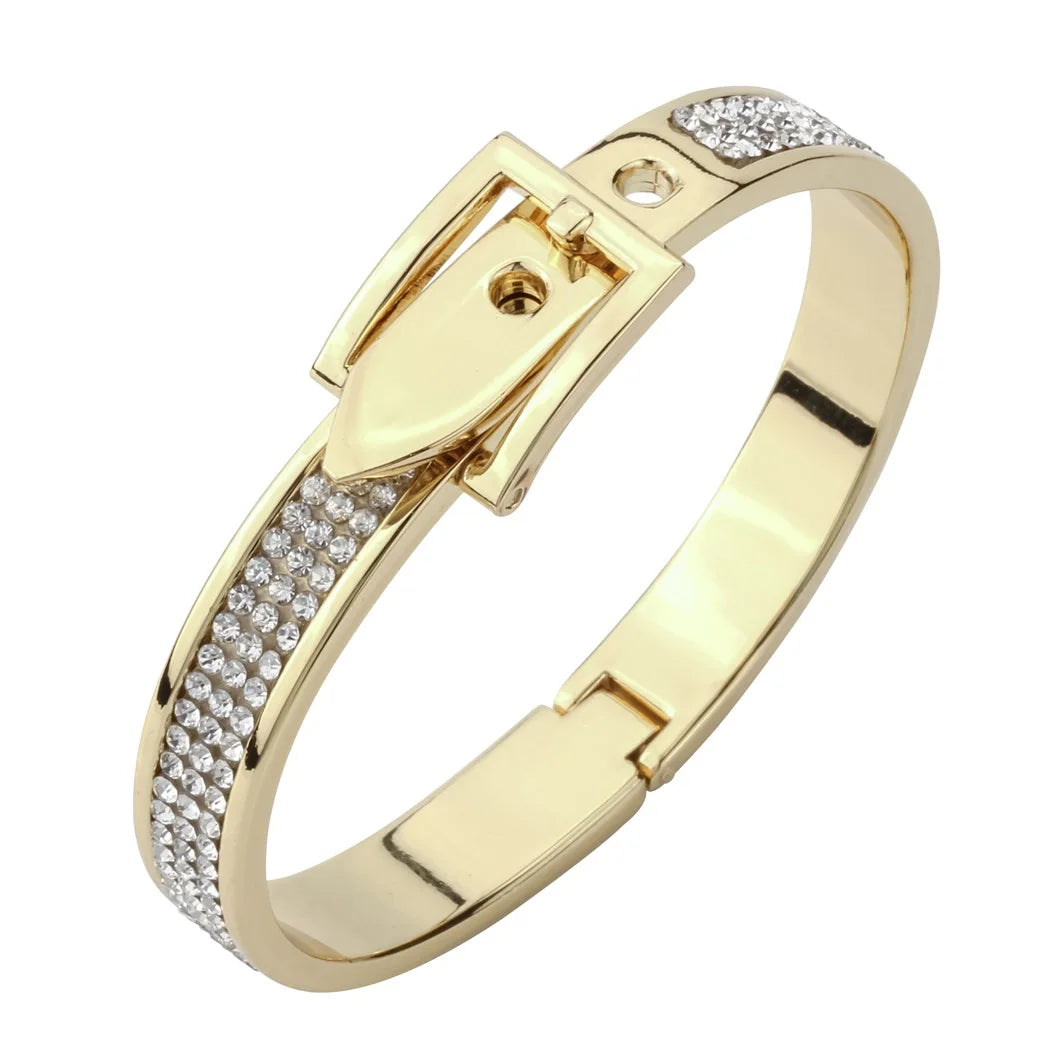 YACQ Belt Bracelet Bangle Fashion Jewelry Gift for Women Her Wife Silver Rose Gold Color Crystal FT05 Dropshipping Adjustable