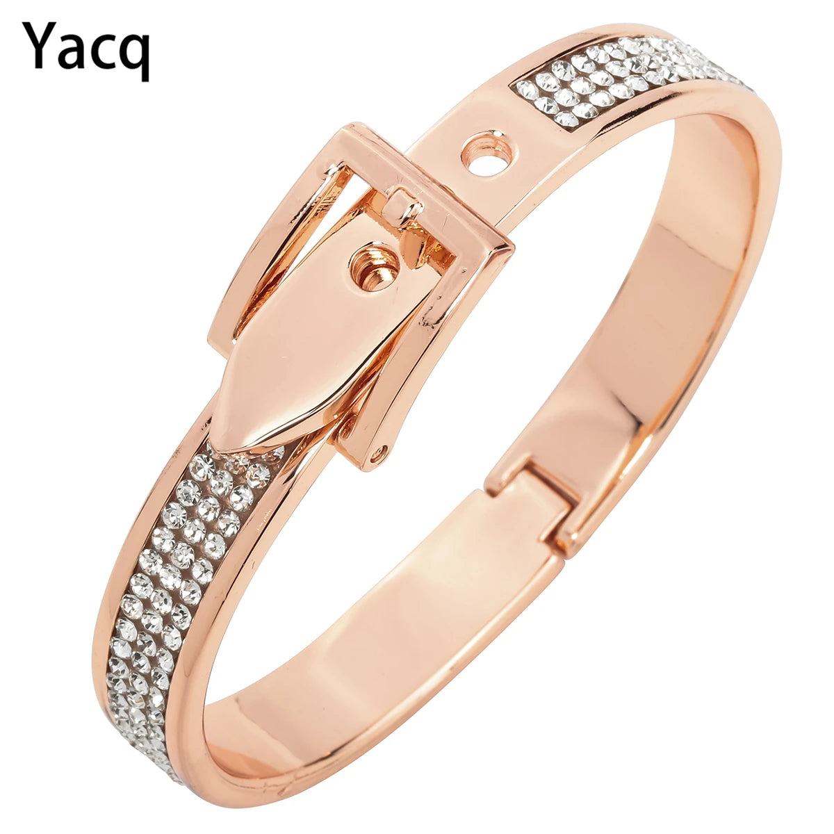 YACQ Belt Bracelet Bangle Fashion Jewelry Gift for Women Her Wife Silver Rose Gold Color Crystal FT05 Dropshipping Adjustable