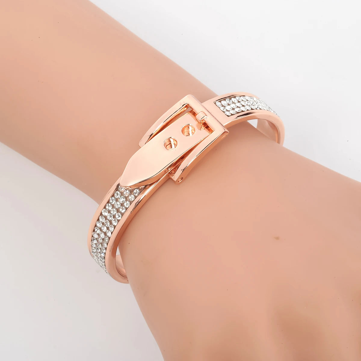 YACQ Belt Bracelet Bangle Fashion Jewelry Gift for Women Her Wife Silver Rose Gold Color Crystal FT05 Dropshipping Adjustable