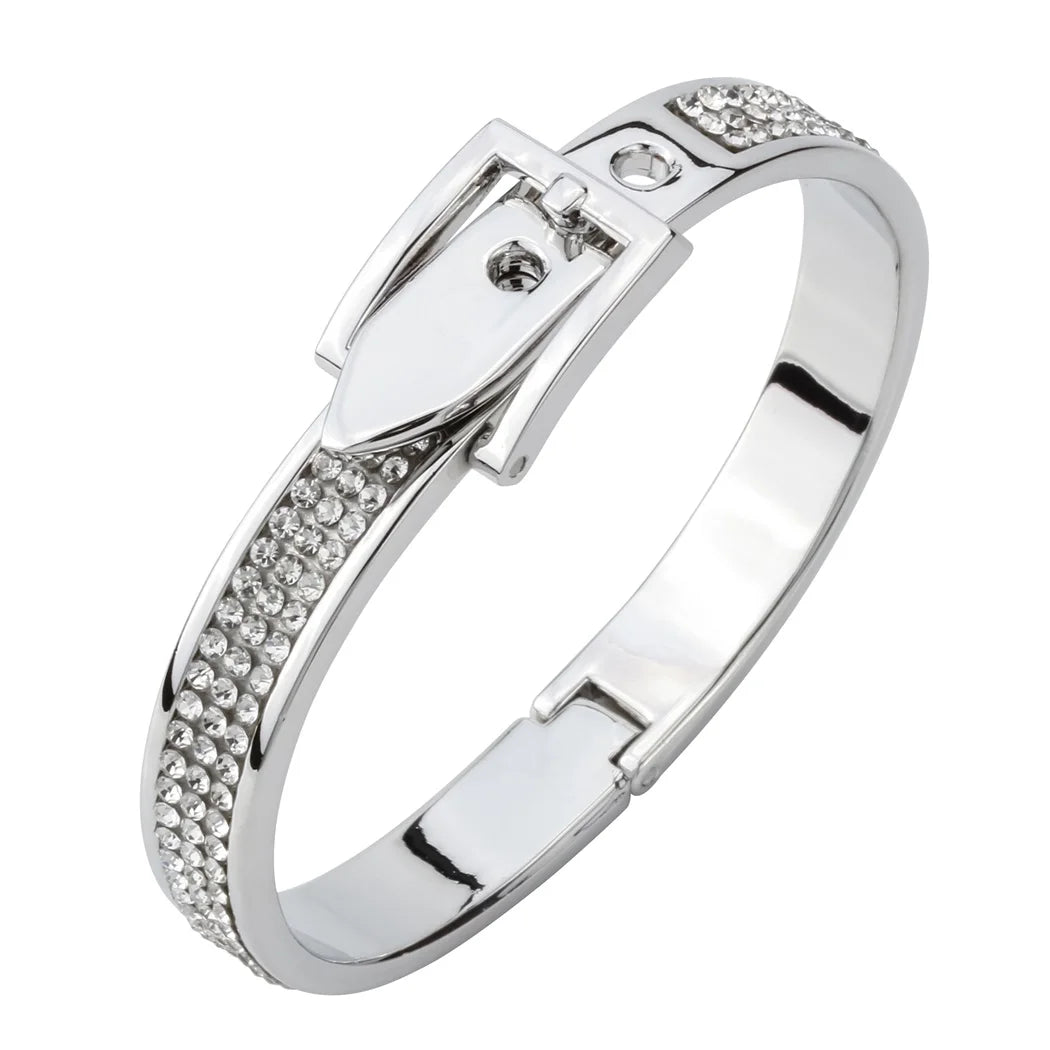 YACQ Belt Bracelet Bangle Fashion Jewelry Gift for Women Her Wife Silver Rose Gold Color Crystal FT05 Dropshipping Adjustable