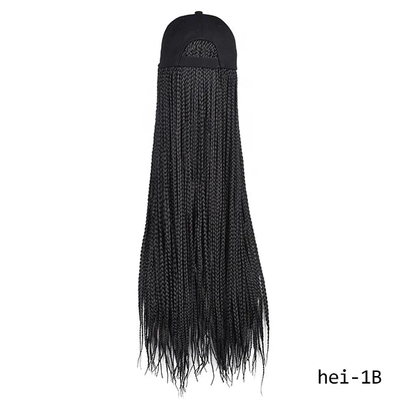 TOMO Long Synthetic Braiding Hair Baseball Cap Hat Wig Adjustable Hat with Ombre Brown Blode Box Braids for Black White Women