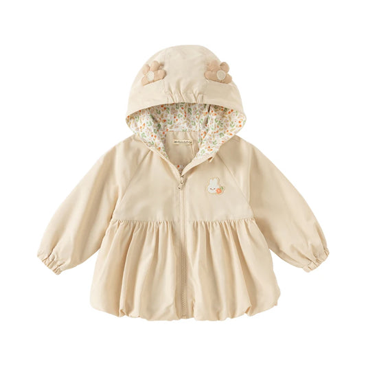 Dave Bella Girl's Zipper Trench Dress Coat 2025 New Casual Hooded Outwear Jacket Spring Windbreaker Coat DB3241855