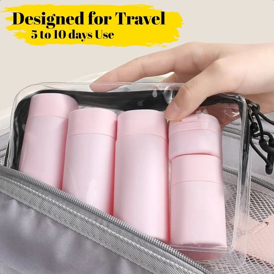 5pcs Travel Cream Dispenser Bottles Set Travel Bottles Toiletry Containers Set TSA Approved Travel Essentials