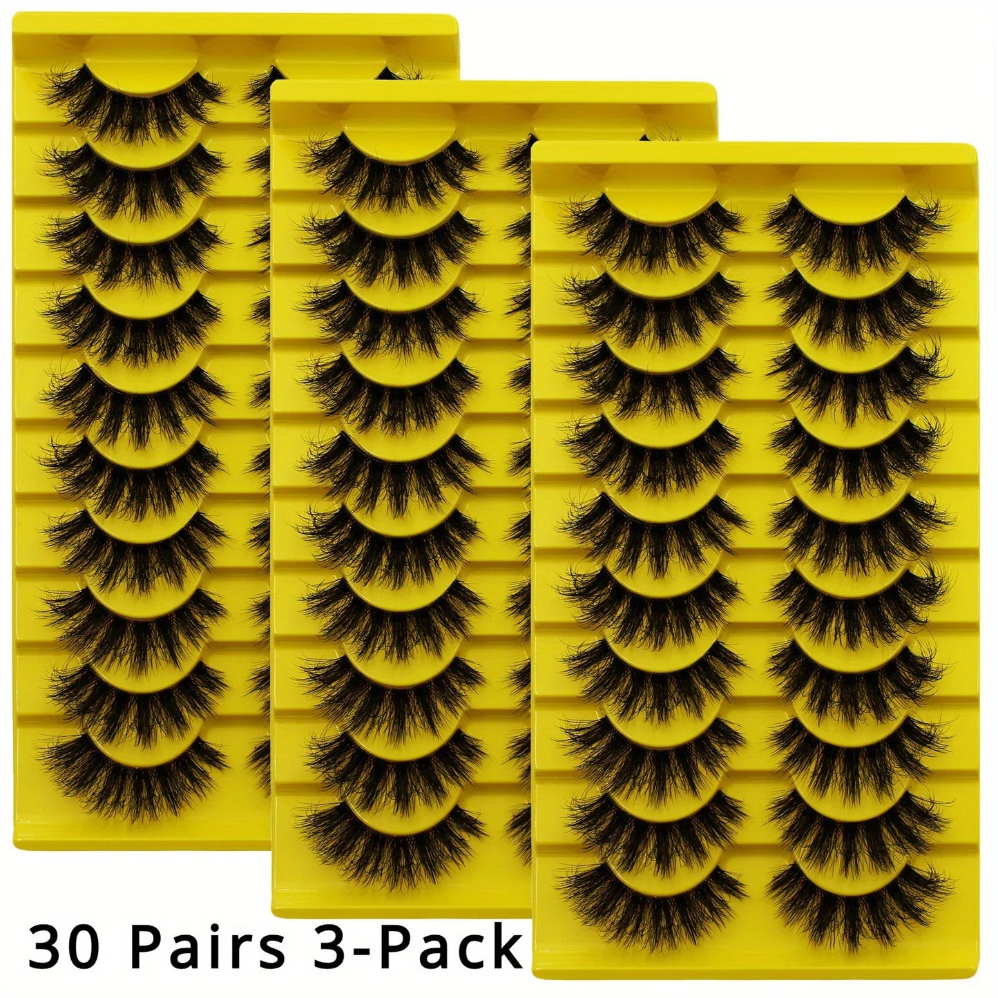 30 Pairs 3-Pack 3D Fake Lashes Fluffy Soft Wispy Volume Natural long E-girls False Eyelashes Eye Lashes Reusable lashes Makeup