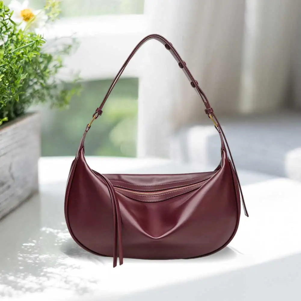 Women PU Shoulder Bag Vegan Leather Shoulder Purse Large Capacity Fashion Underarm Bag Stylish Dumpling Tote Outdoor Travel Bag