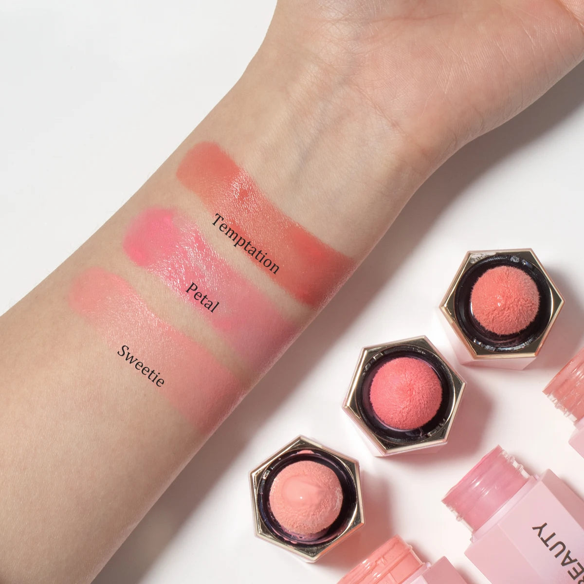 3PCS 2-in-1 Liquid Blush Set,  Cheek&Lip Tint, Buildable Color Hypoallergenic Blush, Dewy Cream Blush Girls Must Have Makeup Set