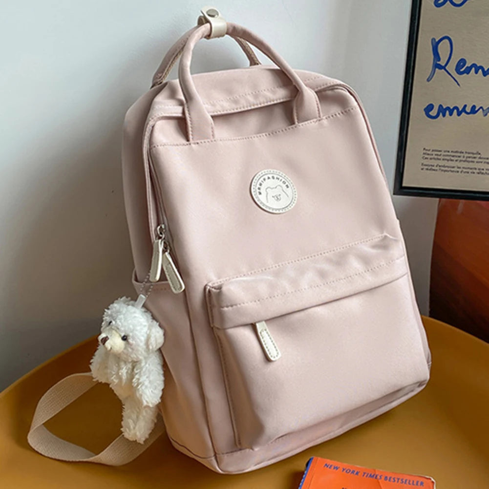 Stylish Teens School Backpack Large Capacity with Plush Pendant for Travel Camping Sports and Work