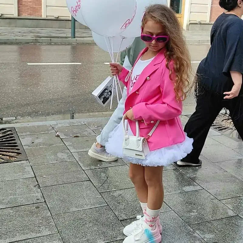 Kids Girls Buttons Double Breasted Blazer Pink Jacket Autumn Winter Clothes Toddler Children's Teenage Casual Coat Blazers 1-10Y