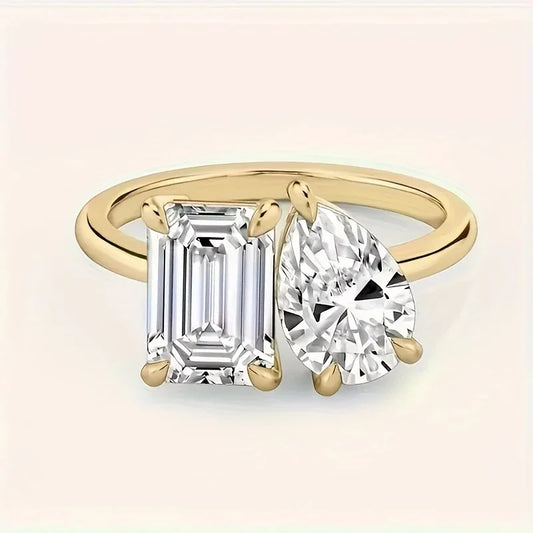 925 silver ring with 5 carats of full moissanite, fashionable and suitable for Western holidays, perfect as a gift
