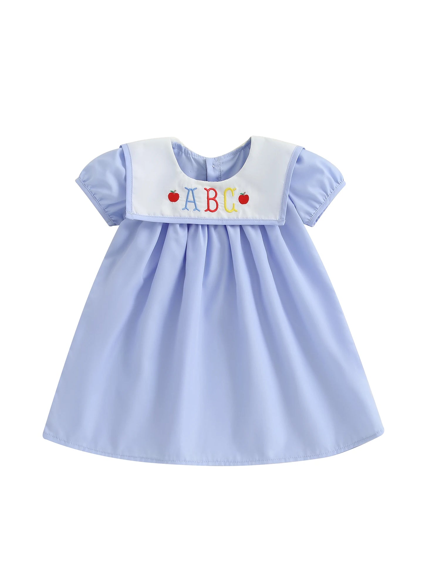 Girls Summer Dress with Floral Embroidery and Ruffle Sleeves Cute Back to School Dress for Toddler Girls Casual Dress for Kids