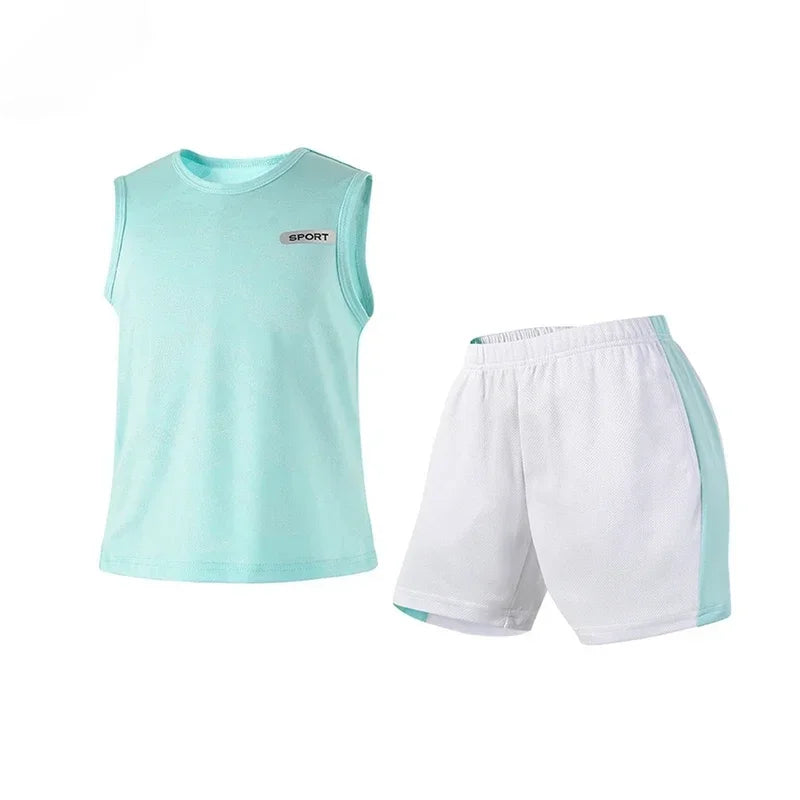 Summer Children  Sports Sets Quick-drying Breathable Basketball Suit Kids Boys Girls Gym Outdoor Vest Shorts Suit