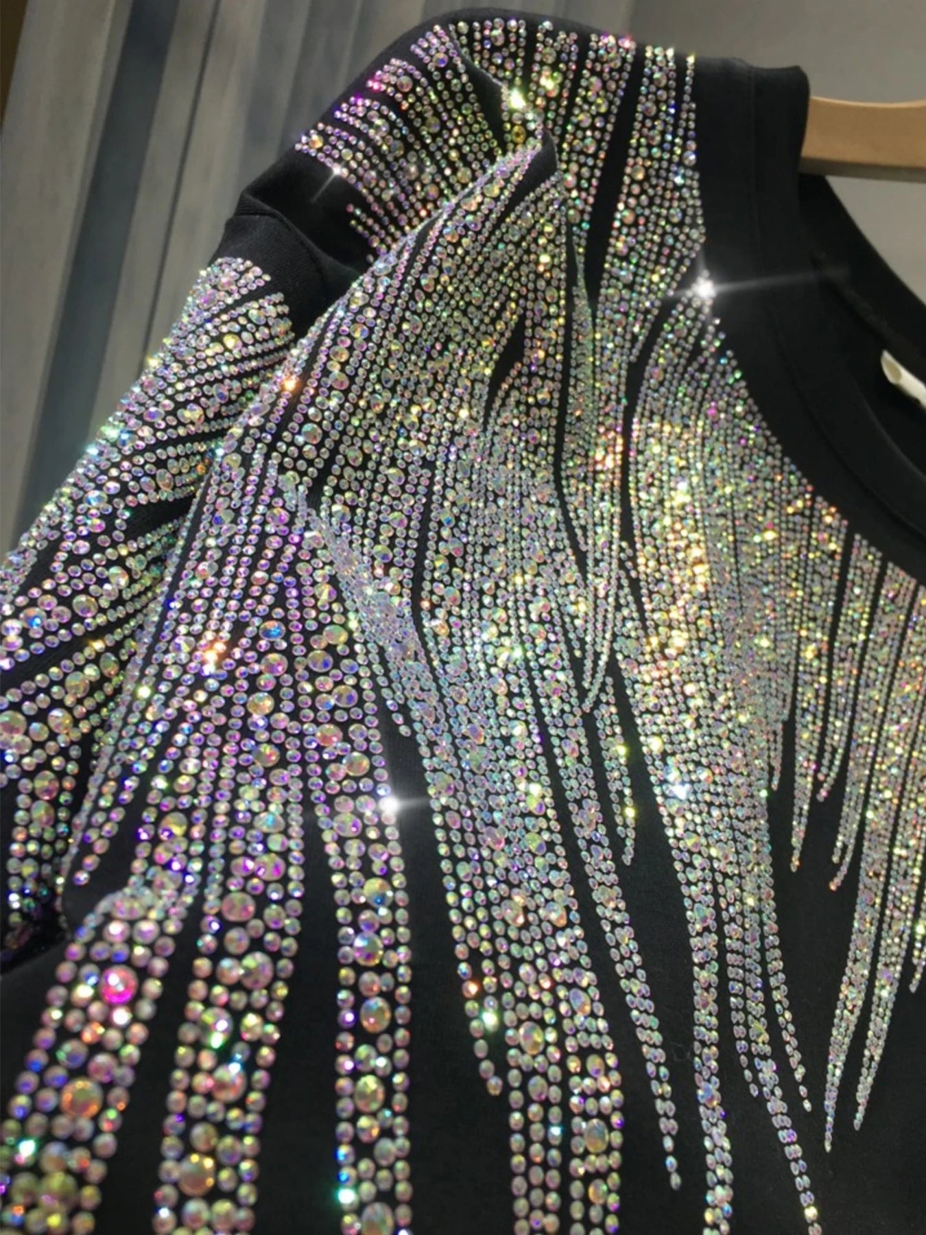 Plus Size Sweatshirt Sparkling Rhinestones Graphic Crew Neck Pullover Long Sleeve Top for Spring, Fall and Winter Casual