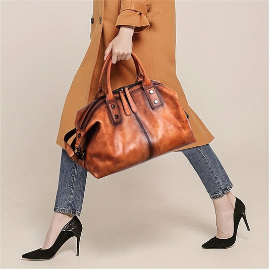 Luxurious Vintage Dumpling Shoulder Bag - Genuine Leather, Large Capacity, Top-Handle, Casual, Stylish, and Spacious Handbag