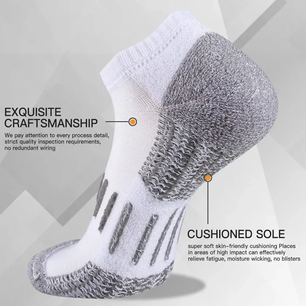 Mens Athletic Ankle Socks Moisture Wicking Cushion Running Low Cut Sock 6 Pack