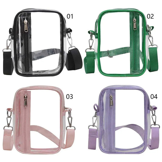 Women Girls Messenger Bag with Adjustable Shoulder Strap Clear Crossbody Purse Transparent Shoulder Bag for Work Concert Sports