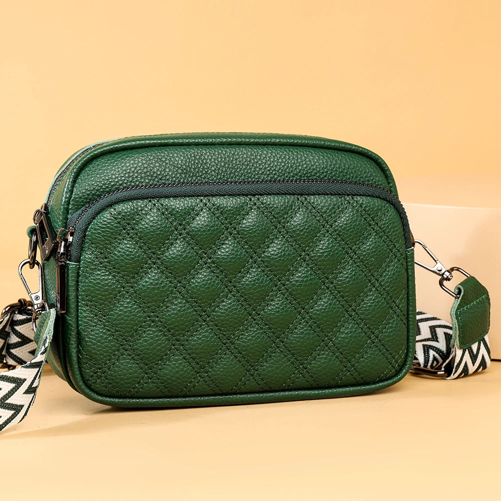 Women Crossbody Bag Genuine Leather Fashion Messenger Bags Simple Casual Portable Elegant Adjustable Straps Handbags and Purse