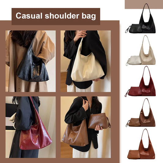 Women Soft Underarm Bag Fashion Hobo Bag and Clutch Versatile 2pcs Shoulder Bag and Handbag Set Satchel Hobo Bag Commuting Bag