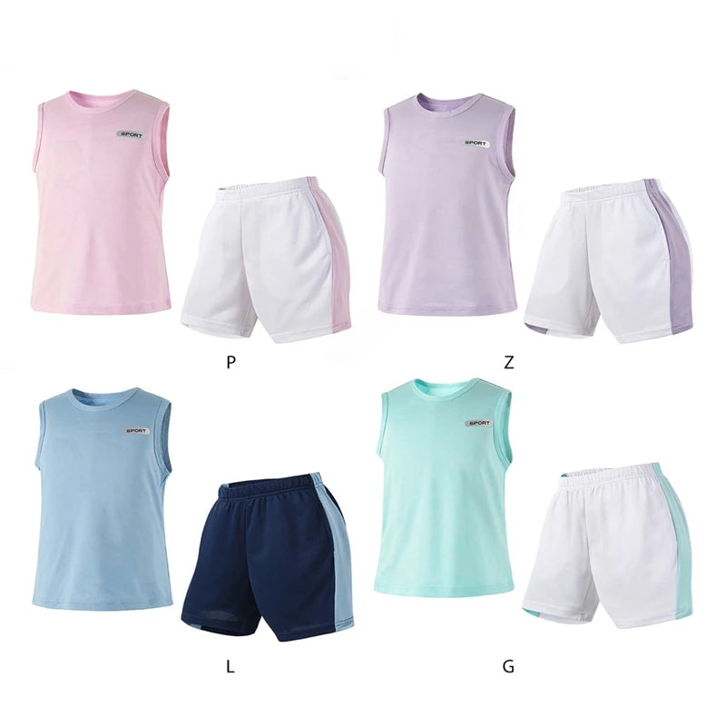 Summer Children  Sports Sets Quick-drying Breathable Basketball Suit Kids Boys Girls Gym Outdoor Vest Shorts Suit