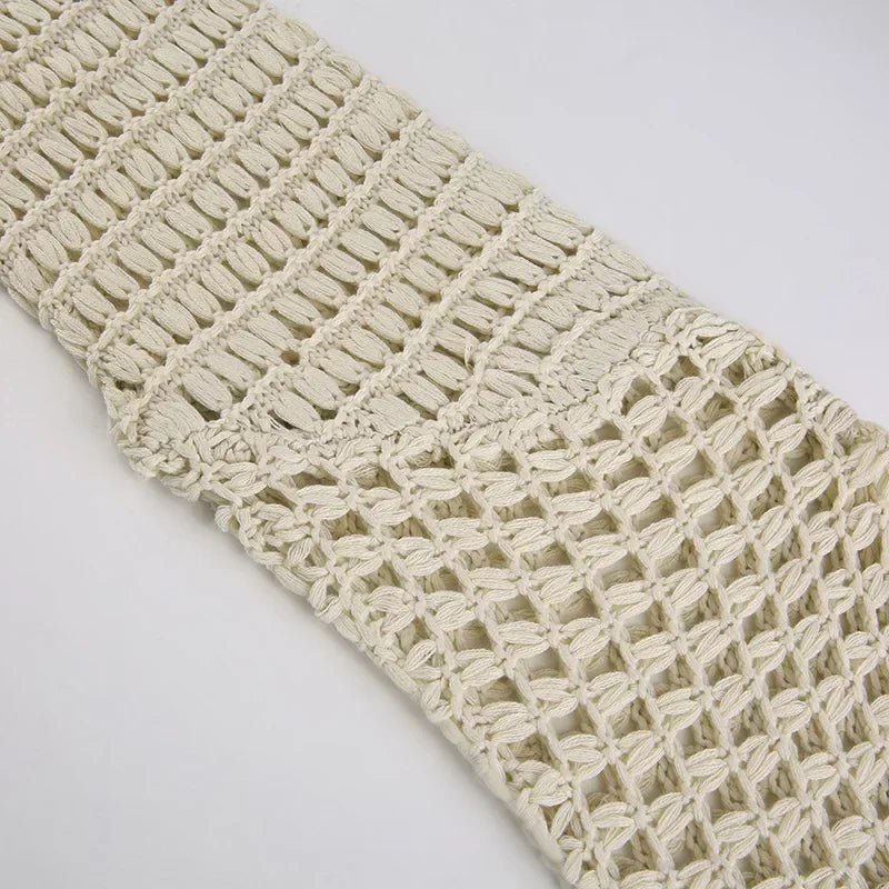 Women Crochet Knit Hollow Out Crop Top Long Flared Sleeve Shrug Sweater Mesh Cover Ups Cardigan Streetwear Pullover Women