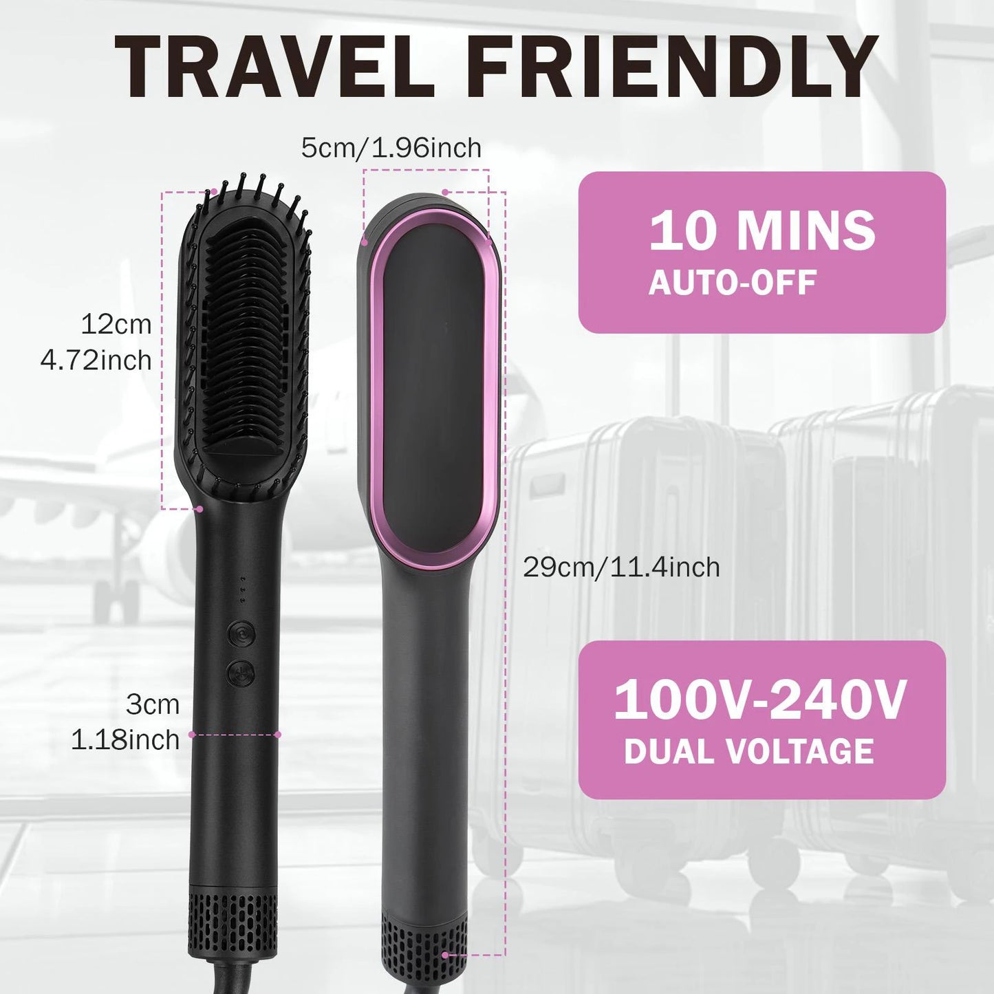 Negative Ions Hair Straightener Brush Black Rose Red Anti Scald Anti Heat Damage Fast Heating Double Voltage