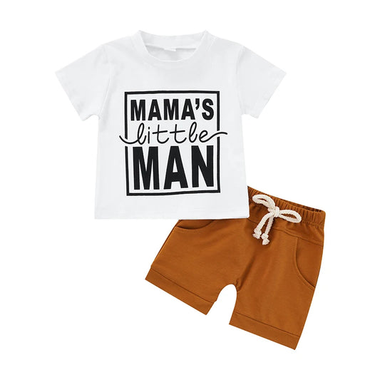 Toddler Boy s Matching Outfit Graphic Print Tee with Coordinating Elastic Waist Shorts for Playtime Fun
