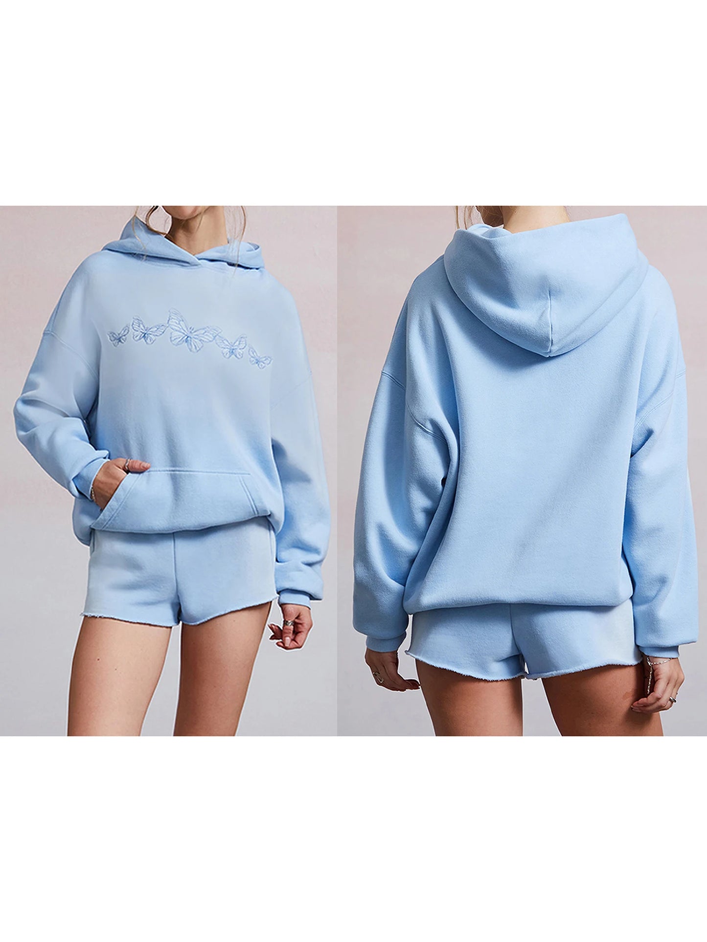 Women s Winter Hoodies Fashionable Floral Embroidered Relaxed Fit Long Sleeve Hooded Sweatshirt with Pockets
