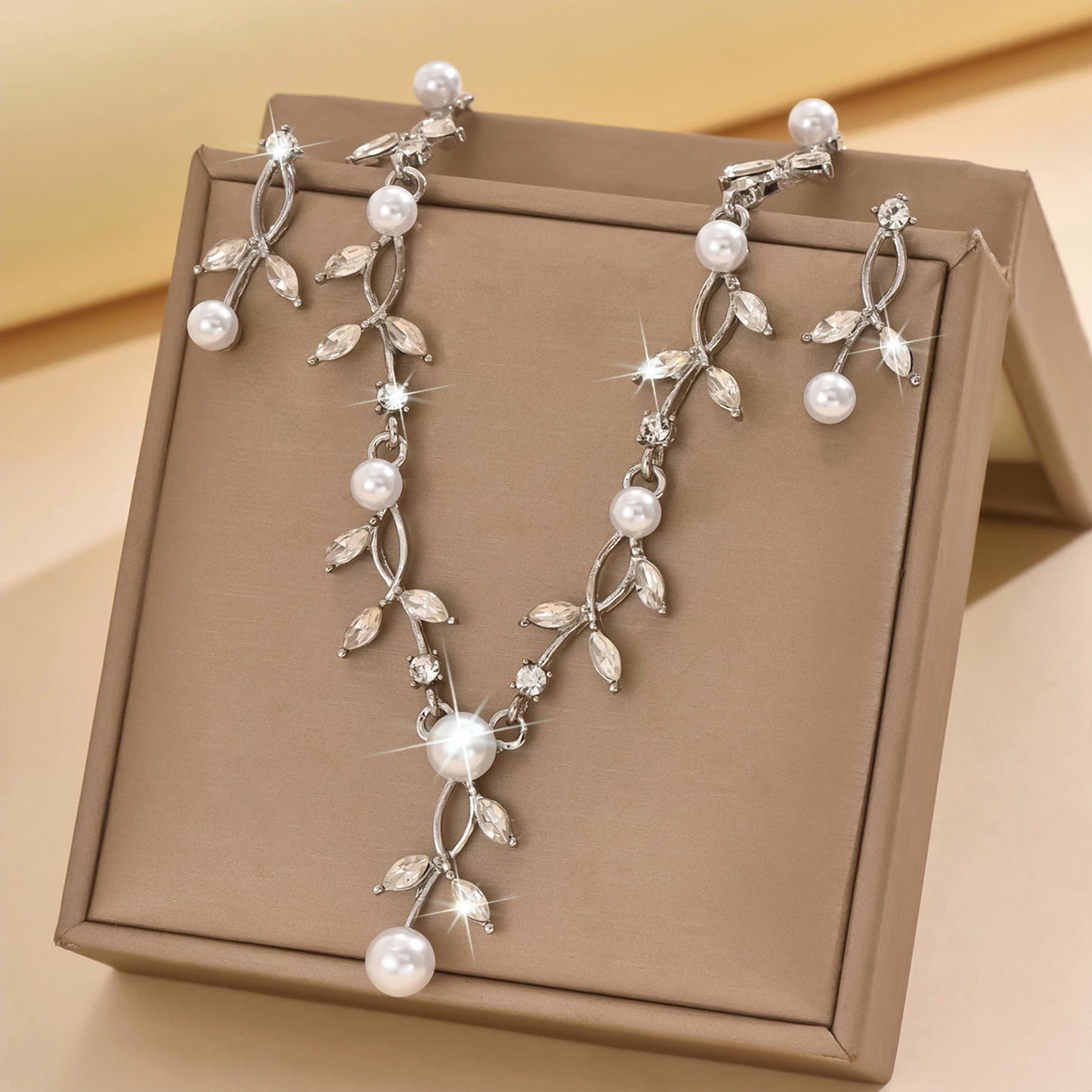925 Silver, Crystal Pearl Flower Set, perfect for birthday gift, anniversary gift or milestone gift for all occasions, comes wit