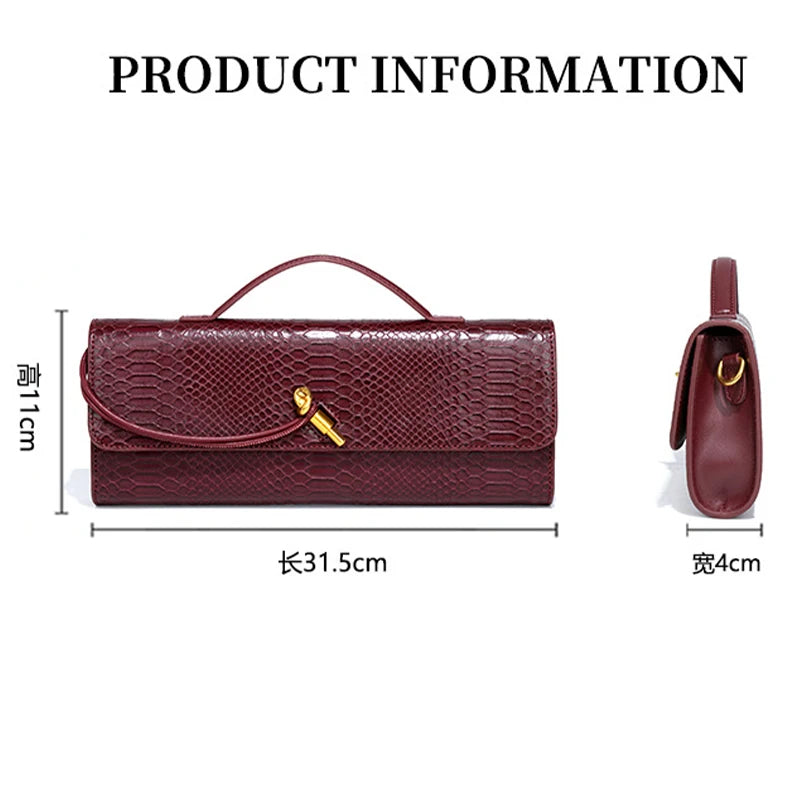 Luxury Design Top-Handle Bag For Women Evening Handbag Long Purse, Crocodile Pattern Crossbody Shoulder Bags Fashionable Outfits