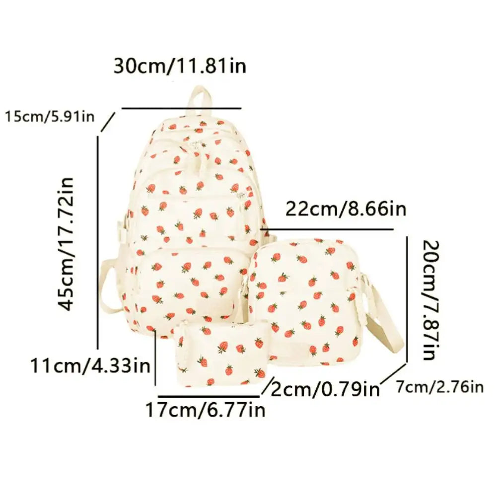 3Pcs/Set Bow Print Backpack with Crossbody Bag and Small Purse Bow Student Bookbag Simple Backpack for Elementary Middle Kids