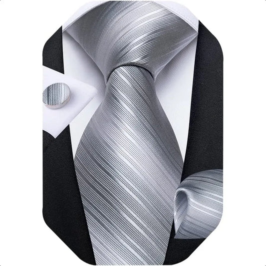 DiBanGu Mens Tie Set Silk Solid Paisley Necktie and Pocket Square Cufflinks Classic Formal Ties for Men Wedding Party