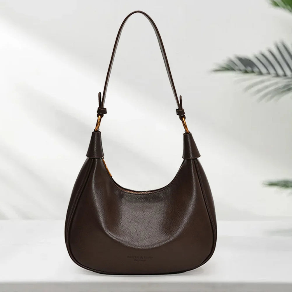 Shoulder Bag for Women Adjustable Strap Underarm Bag PU Leather with Zipper Hobo Bag Solid Handbag Work Travel Bag