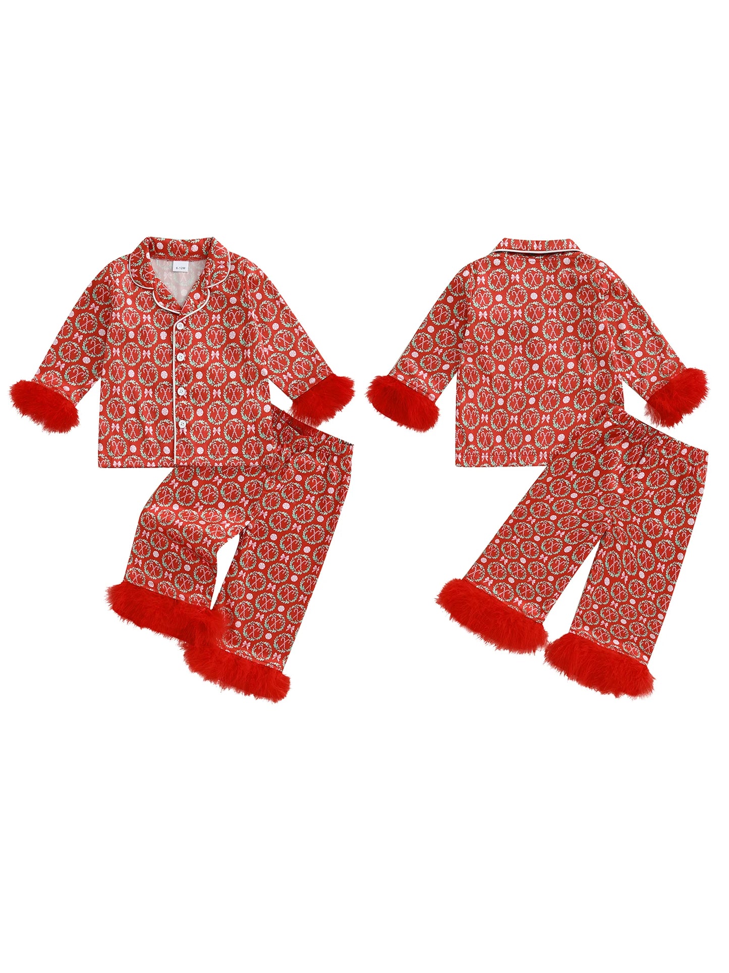 Kids 2-Piece Christmas Pajama Set with Reindeer Print Top and Matching Pants - Holiday Loungewear for Toddlers