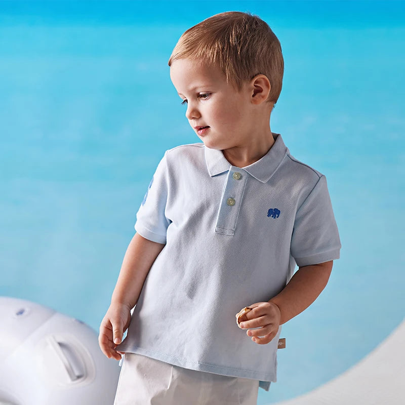 Dave Bella Boys Short Sleeve Polo Children Casual Summer T-shirt Sports Outdoor Cotton Shirt Top Kids Brother Clothes DB2240619
