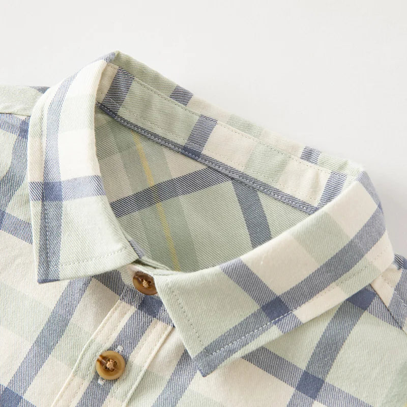 Dave Bella Boys Plaid Blouse Shirts Spring Fall Long Sleeve Button-Down Top for Childern Cotton Shirt Coat DB3224618-A