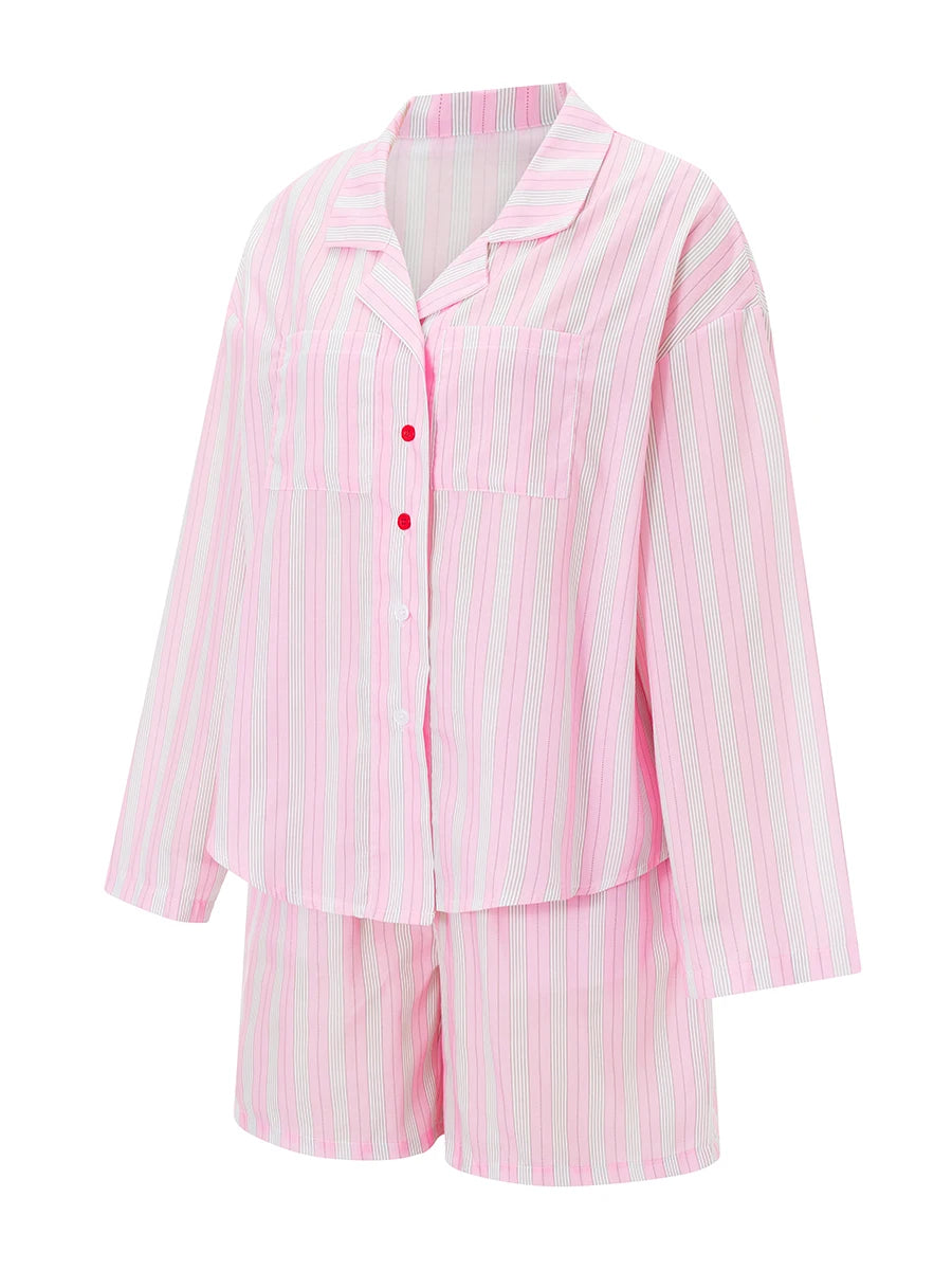 Women s 2-Piece Pajama Set with Floral Print Short Sleeve Top and Elastic Waist Shorts for Comfortable Sleepwear