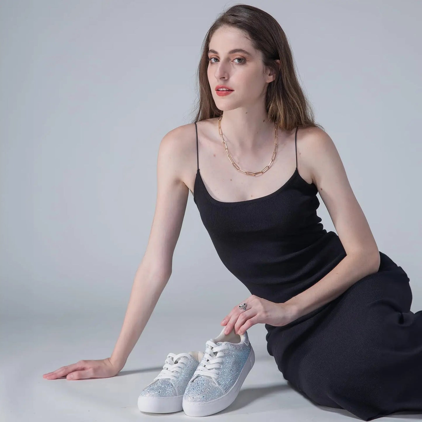 Sparkle Rhinestone Sneakers for Women Bling Sneakers Rhinestone Sneakers White Shoe Glitter Fashion Bedazzled Platform Tennis Sh