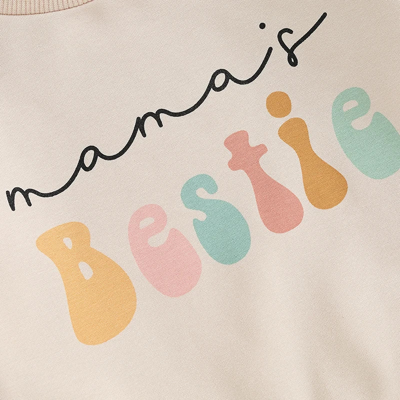 Girls Fall Outfit Set with Long Sleeve Letter Print Sweatshirt and Solid Color Pants Toddler Autumn Clothing Set