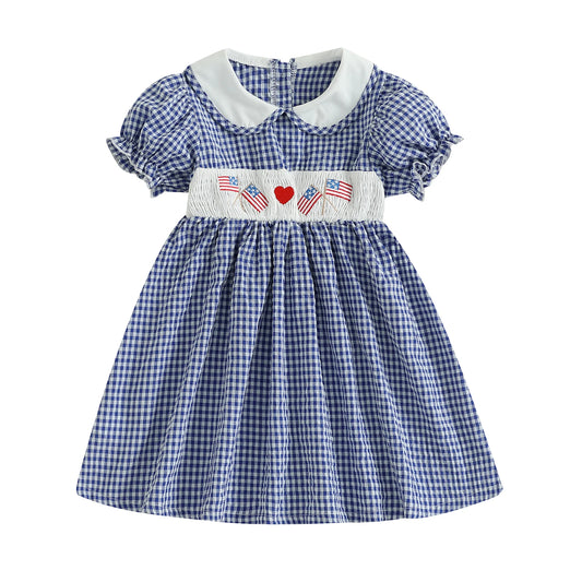 Independence Day Patriotic Dress Red White Blue Stars and Stripes Sleeveless A-Line Dress Vintage Summer Outfit for Girls