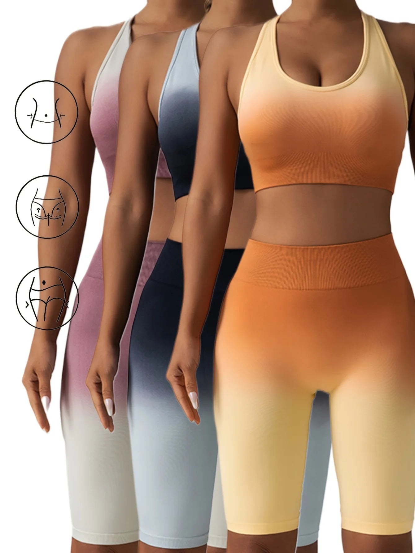 3 Pack US Local Women's Yoga Fitness Yoga Shorts, Tummy Control Yoga Shorts Seamless Ruched Booty Workout Shorts