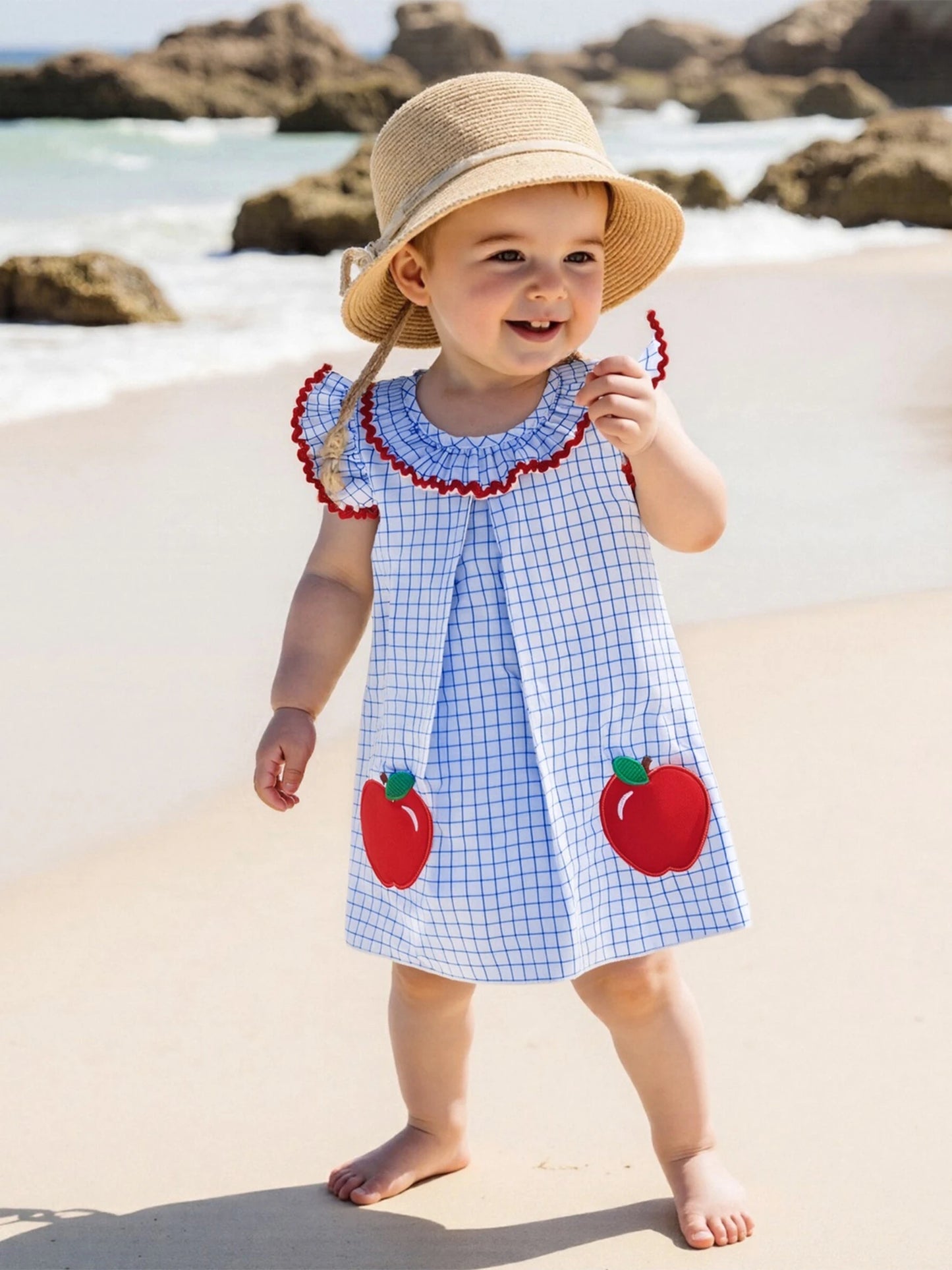 Toddler Girl Floral Print Sleeveless Round Neck A-Line Dress Summer Casual Dress with Bow Detail and Ruffle Hem