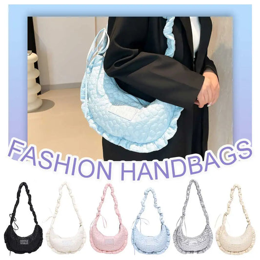 Puffer Shoulder Bag Lightweight Shoulder Purse Soft Bubble Tote Bag with Adjustable Strap Handbag for Women Work Shopping Travel