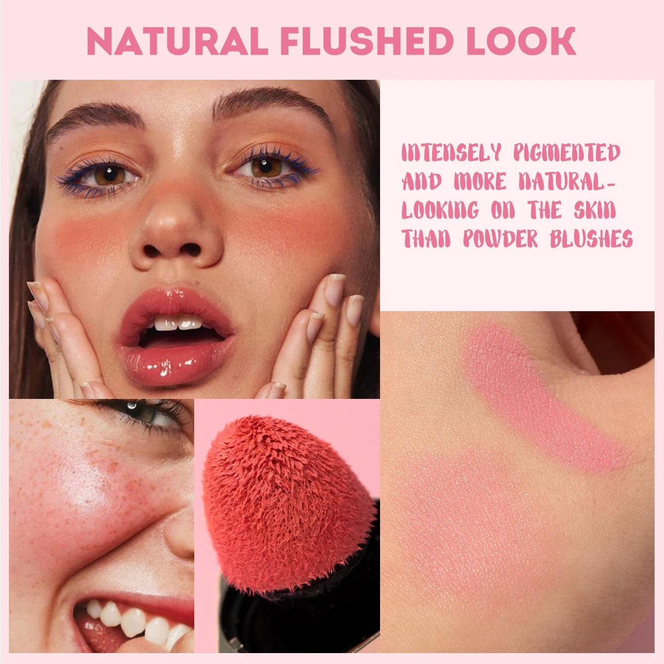 3PCS 2-in-1 Liquid Blush Set,  Cheek&Lip Tint, Buildable Color Hypoallergenic Blush, Dewy Cream Blush Girls Must Have Makeup Set