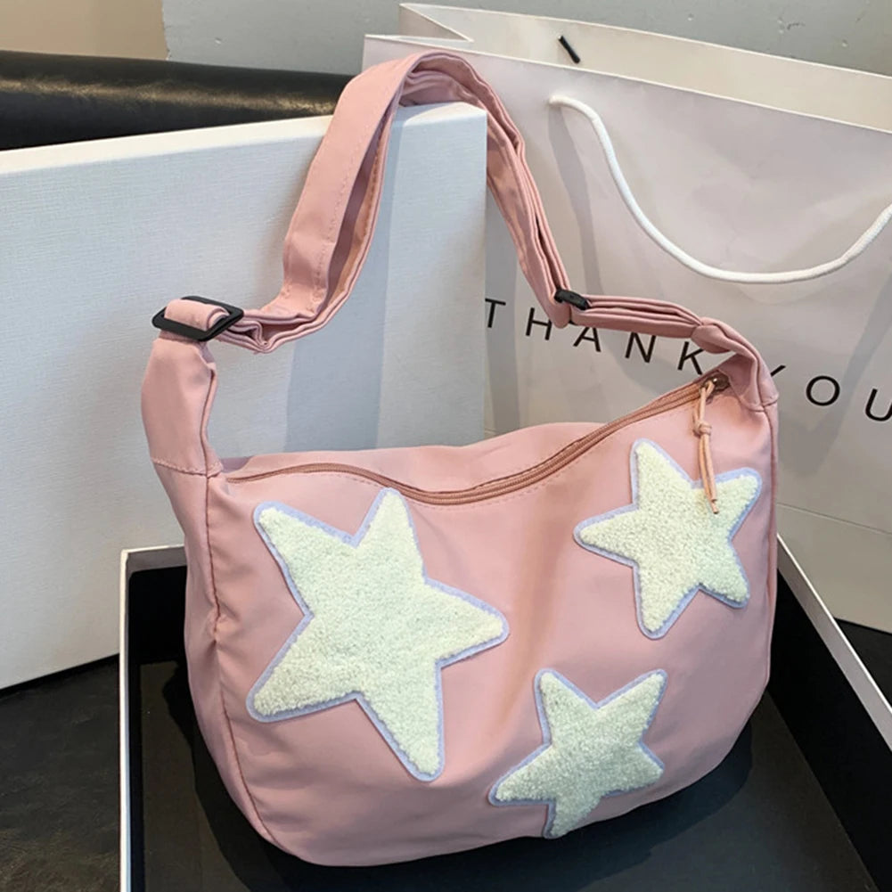 Women Canvas Messenger Bag Versatile Y2k Hobo Bag Adjustable Strap Crossbody Sling Bag Pentagram Satchel Bag Slouchy Travel Bag