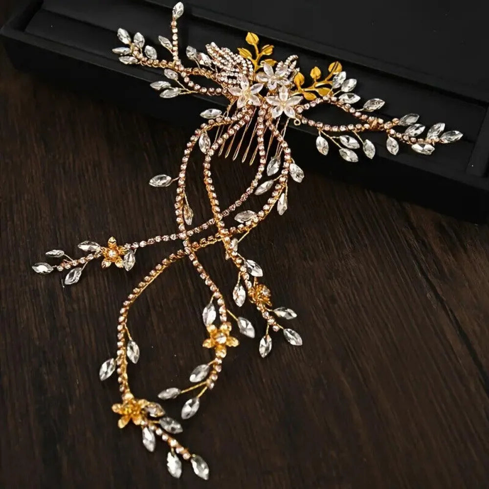 Crystal Bridal Headpieces for Brides Silver Wedding Hair Accessories Bride Headband Pearl Hair Vine Rhinestone Hair Pieces for