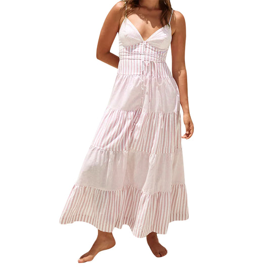 Elegant Floral Print Off-Shoulder Maxi Dress Boho Style Ruffle Sleeveless Beach Party Long Dress for Women Summer Fashion